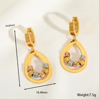 1 Pair Basic Simple Style Oval Water Droplets 304 Stainless Steel 18K Gold Plated Drop Earrings sku image 2