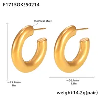 Elegant Luxurious Vacation C Shape Plating 304 Stainless Steel 18K Gold Plated Earrings main image 2