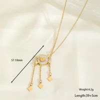 Commute Red Heart Solid Color 316 Stainless Steel  Tassel Plating Zircon 18K Gold Plated Women's Pendant Necklace main image 2