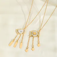Commute Red Heart Solid Color 316 Stainless Steel  Tassel Plating Zircon 18K Gold Plated Women's Pendant Necklace main image 5
