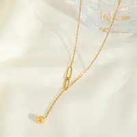 Commute Solid Color 316 Stainless Steel  Plating 18K Gold Plated Women's Pendant Necklace main image 6