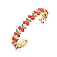 Casual Elegant Sweet Cherry Strawberry Copper Enamel Plating 18K Gold Plated Women's Bangle main image 6
