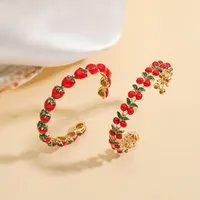 Casual Elegant Sweet Cherry Strawberry Copper Enamel Plating 18K Gold Plated Women's Bangle main image 1
