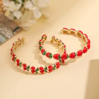 Casual Elegant Sweet Cherry Strawberry Copper Enamel Plating 18K Gold Plated Women's Bangle main image 5