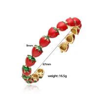 Casual Elegant Sweet Cherry Strawberry Copper Enamel Plating 18K Gold Plated Women's Bangle main image 2