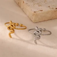Hip-Hop Exaggerated Snake 304 Stainless Steel Unisex Open Rings main image 1