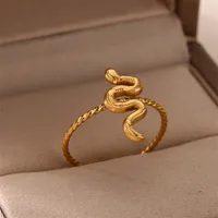 Hip-Hop Exaggerated Snake 304 Stainless Steel Unisex Open Rings main image 4