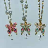 Elegant Basic Butterfly 304 Stainless Steel Enamel Imitation Pearl 18K Gold Plated Women's Pendant Necklace main image 2