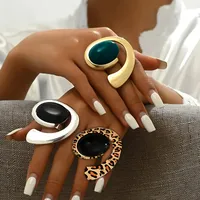 Vintage Style Simple Style Geometric Leopard Arylic Iron Women's Rings main image 1