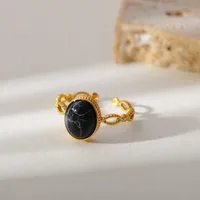 Retro Geometric 304 Stainless Steel Plating Inlay Rhinestones 18K Gold Plated Women's Open Rings main image 2