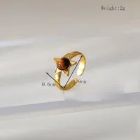 Retro Geometric 304 Stainless Steel Plating Inlay Rhinestones 18K Gold Plated Women's Open Rings sku image 1