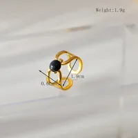 Retro Geometric 304 Stainless Steel Plating Inlay Rhinestones 18K Gold Plated Women's Open Rings sku image 4