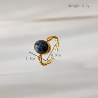 Retro Geometric 304 Stainless Steel Plating Inlay Rhinestones 18K Gold Plated Women's Open Rings sku image 3