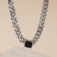 Retro Classic Style Square Solid Color Titanium Steel 18K Gold Plated Unisex Bracelets Necklace main image 4