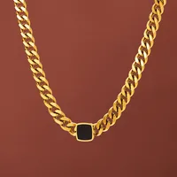 Retro Classic Style Square Solid Color Titanium Steel 18K Gold Plated Unisex Bracelets Necklace main image 7
