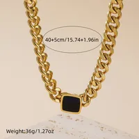 Retro Classic Style Square Solid Color Titanium Steel 18K Gold Plated Unisex Bracelets Necklace main image 2