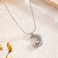 Simple Style Moon Titanium Steel Rhinestones 18K Gold Plated Ramadan Festival Women's Pendant Necklace sku image 1