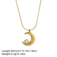 Simple Style Moon Titanium Steel Rhinestones 18K Gold Plated Ramadan Festival Women's Pendant Necklace main image 7