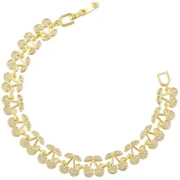 Elegant Luxurious Shiny Cherry Copper Plating Inlay Shell Pearls Zircon 18K Gold Plated Women's Bracelets main image 3