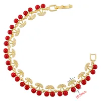 Elegant Luxurious Shiny Cherry Copper Plating Inlay Shell Pearls Zircon 18K Gold Plated Women's Bracelets main image 9