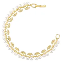 Elegant Luxurious Shiny Cherry Copper Plating Inlay Shell Pearls Zircon 18K Gold Plated Women's Bracelets main image 5