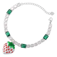 Elegant Luxurious Shiny Strawberry Copper Enamel Plating Inlay Zircon 18K Gold Plated Women's Jewelry Set main image 6