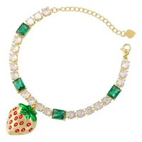 Elegant Luxurious Shiny Strawberry Copper Enamel Plating Inlay Zircon 18K Gold Plated Women's Jewelry Set main image 5
