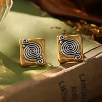 Classical Retro Geometric Brass Women's Rings Earrings main image 9