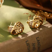 Classical Retro Geometric Brass Women's Rings Earrings main image 8