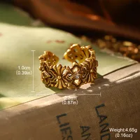 Classical Retro Geometric Brass Women's Rings Earrings sku image 1
