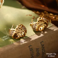 Classical Retro Geometric Brass Women's Rings Earrings sku image 9