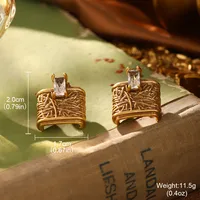 Classical Retro Geometric Brass Women's Rings Earrings sku image 5