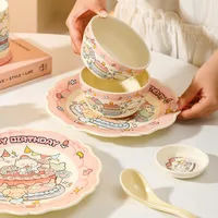 Cute Cartoon Ceramics Plate Bowl Mug 1 Set main image 4