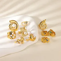 Exaggerated Beach Geometric 304 Stainless Steel Asymmetrical Plating Artificial Pearls Women's Open Rings main image 3