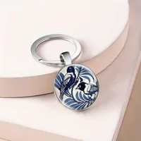 Retro Commute Bird Alloy Glass Unisex Bag Pendant Keychain main image 4