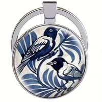 Retro Commute Bird Alloy Glass Unisex Bag Pendant Keychain main image 5
