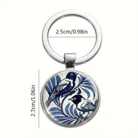 Retro Commute Bird Alloy Glass Unisex Bag Pendant Keychain main image 2