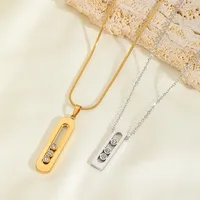 Casual Commute Geometric Rectangle 316 Stainless Steel  Plating Inlay Zircon 18K Gold Plated Women's Pendant Necklace main image 1