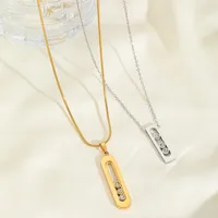 Casual Commute Geometric Rectangle 316 Stainless Steel  Plating Inlay Zircon 18K Gold Plated Women's Pendant Necklace main image 2