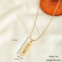 Casual Commute Geometric Rectangle 316 Stainless Steel  Plating Inlay Zircon 18K Gold Plated Women's Pendant Necklace sku image 1