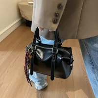 Women's Pu Leather Solid Color Classic Style Streetwear Bucket Zipper Handbag Crossbody Bag sku image 1