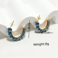 1 Pair Elegant Retro Geometric 304 Stainless Steel 18K Gold Plated Ear Studs main image 3