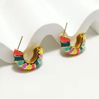 1 Pair Elegant Retro Geometric 304 Stainless Steel 18K Gold Plated Ear Studs main image 6