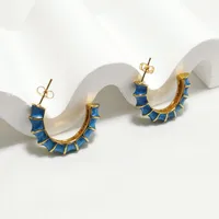 1 Pair Elegant Retro Geometric 304 Stainless Steel 18K Gold Plated Ear Studs main image 5