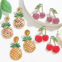 1 Pair Luxurious Pastoral Artistic Cherry Pineapple Arylic Alloy Drop Earrings Ear Studs main image 2