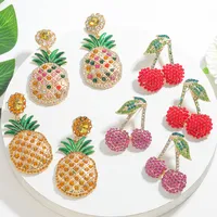 1 Pair Luxurious Pastoral Artistic Cherry Pineapple Arylic Alloy Drop Earrings Ear Studs main image 1