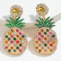 1 Pair Luxurious Pastoral Artistic Cherry Pineapple Arylic Alloy Drop Earrings Ear Studs sku image 1
