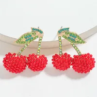 1 Pair Luxurious Pastoral Artistic Cherry Pineapple Arylic Alloy Drop Earrings Ear Studs sku image 3