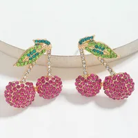 1 Pair Luxurious Pastoral Artistic Cherry Pineapple Arylic Alloy Drop Earrings Ear Studs sku image 2