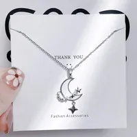 Vacation Simple Style Solid Color Titanium Steel Copper Inlay Zircon Women's Pendant Necklace sku image 1